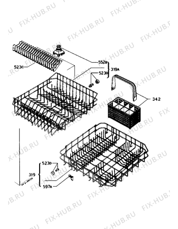 Взрыв-схема посудомоечной машины Zanussi IT6522 - Схема узла Baskets, tubes 061